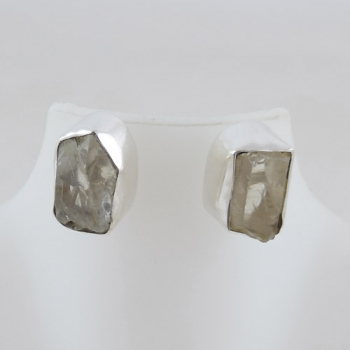 Natural quartz crystal rough stone ear studs
